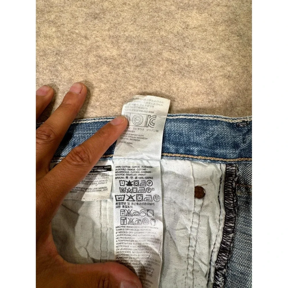 Levis 501 Original Fit Jeans Mens 38x30 Blue Denim Cotton High Rise Straight Leg